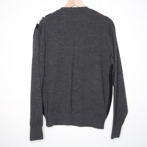 Jean Pierre VTG Mens‎ Cardigan Large Gray Purple Wool Blend Academia Grandpacore - Picture 2 of 10